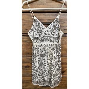 RAGA Dress Womens Medium White Silver Beaded Embroidered Mini Boho Festival NWT